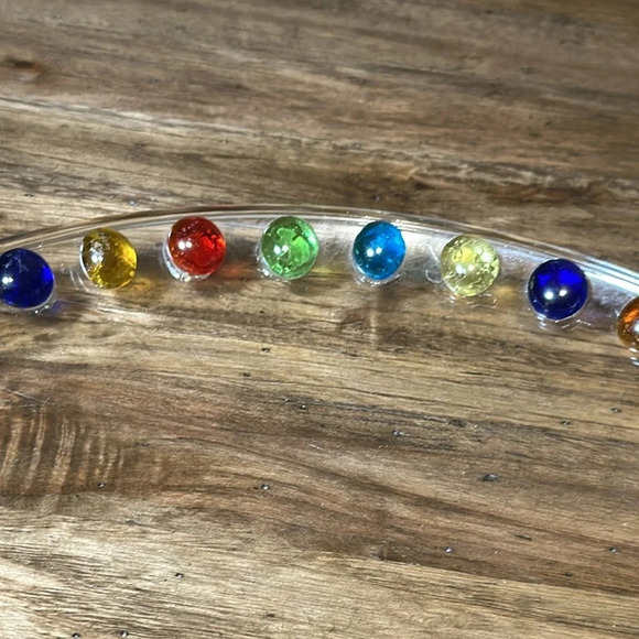 Gorgeous Lrg Glass Multi Color Beaded Embellished 13” Serving Tray Platter Plate - Picture 5 of 7